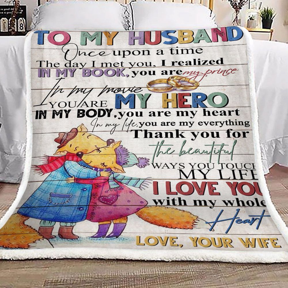 Wolf To My Husband Sherpa Fleece Blanket