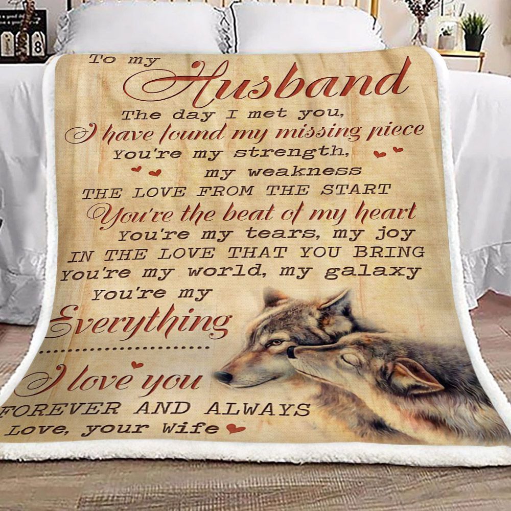 Wolf To My Husband Sherpa Fleece Blanket