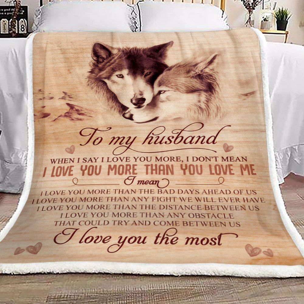 Wolf To My Husband Sherpa Fleece Blanket