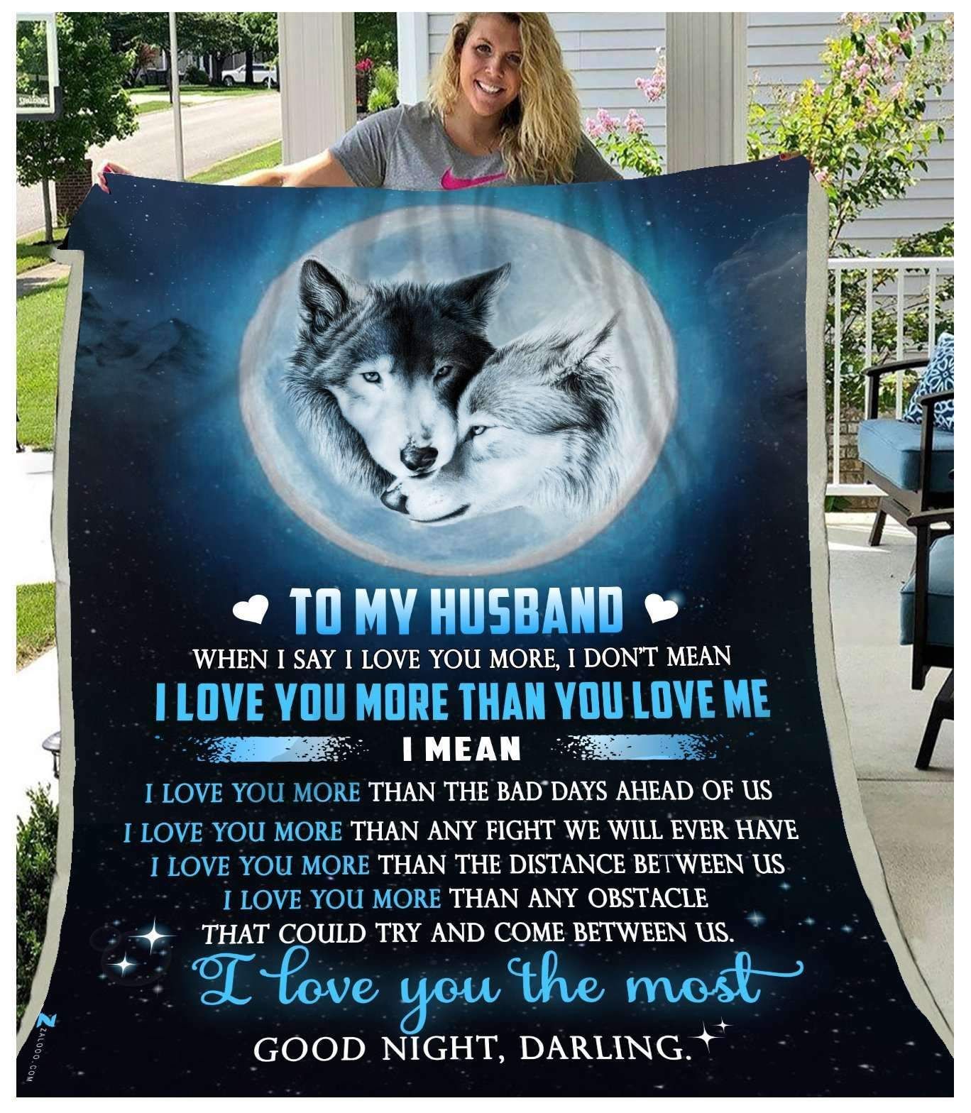 Wolf To My Husband Sherpa Fleece Blanket
