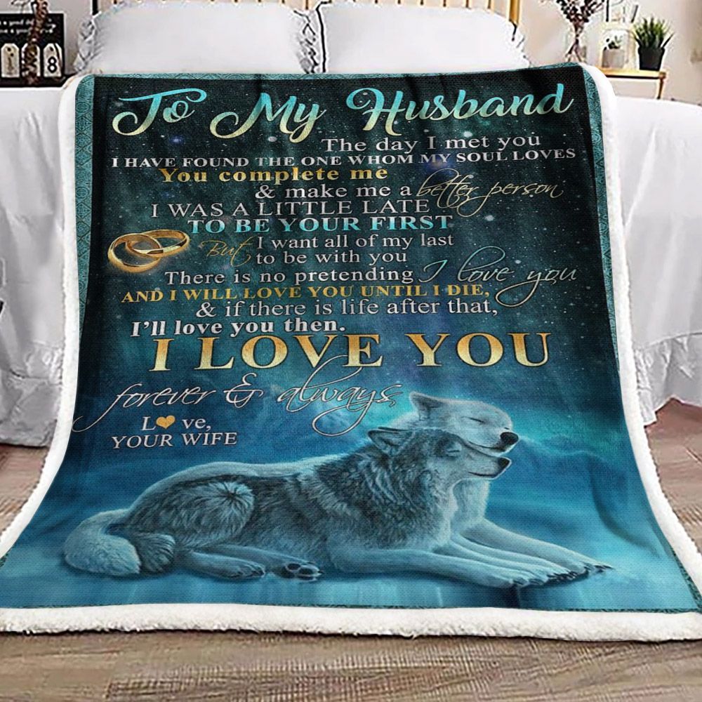 Wolf To My Husband Sherpa Fleece Blanket