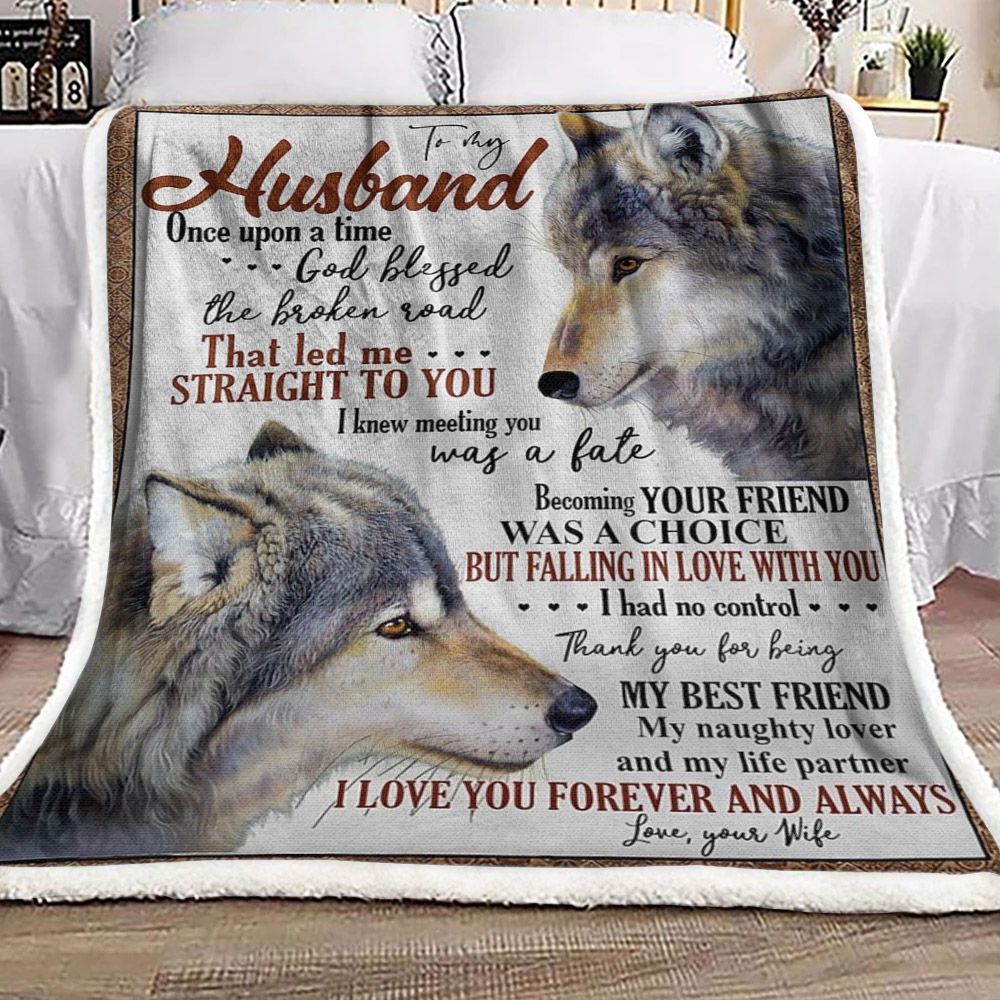Wolf To My Husband Sherpa Fleece Blanket