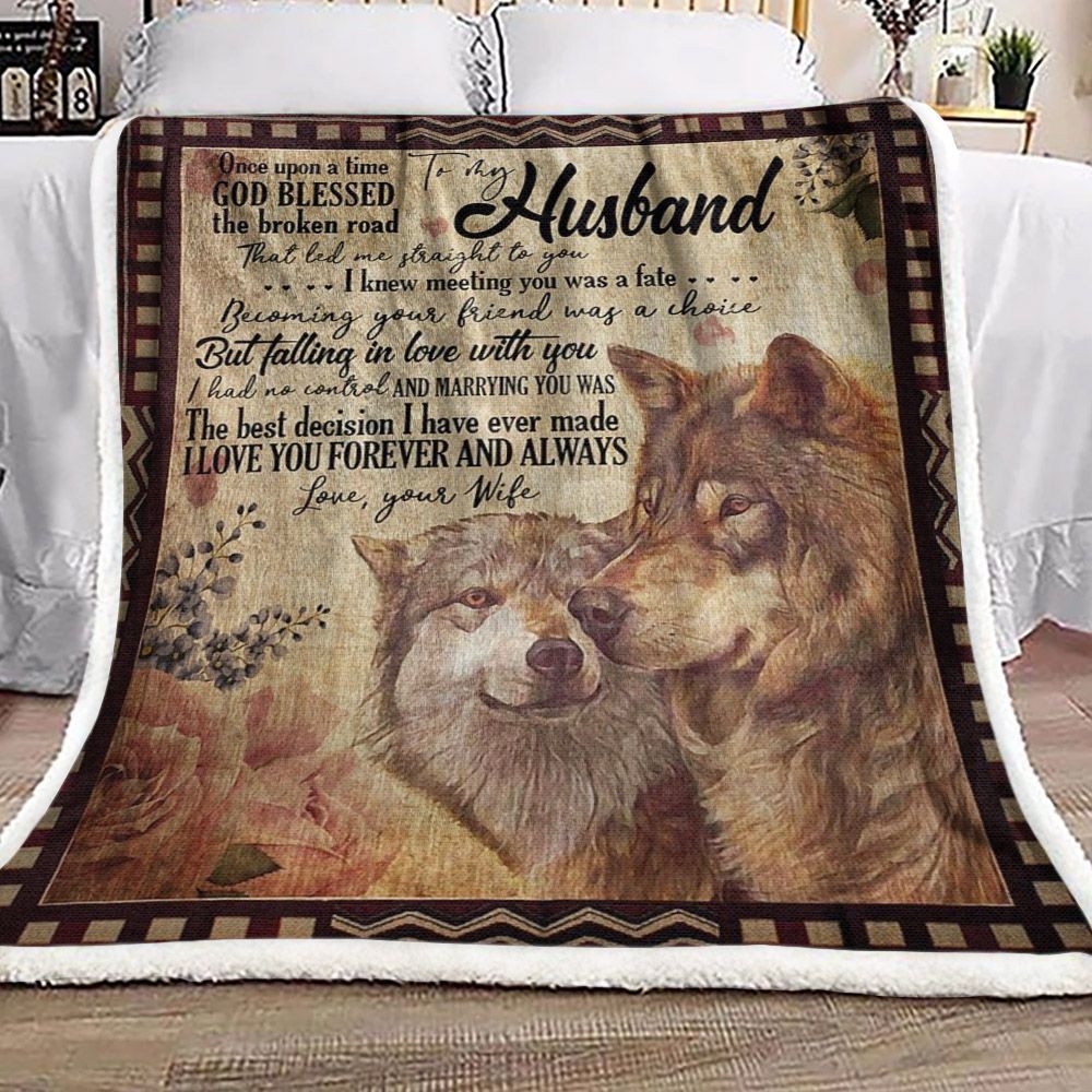 Wolf To My Husband Sherpa Fleece Blanket