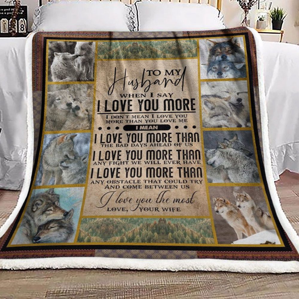 Wolf To My Husband Sherpa Fleece Blanket