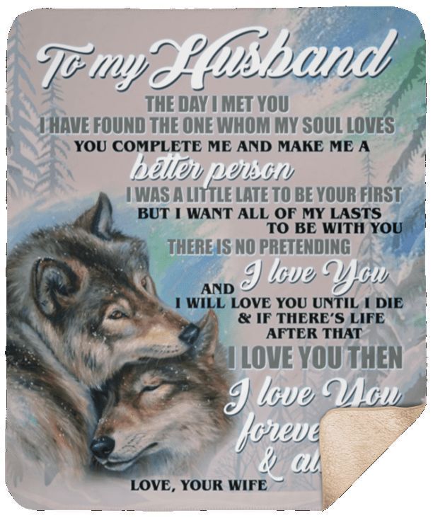 Wolf To My Husband Sherpa Fleece Blanket