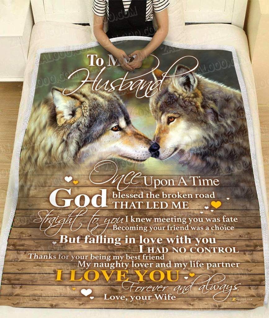 Wolf To My Husband Sherpa Fleece Blanket