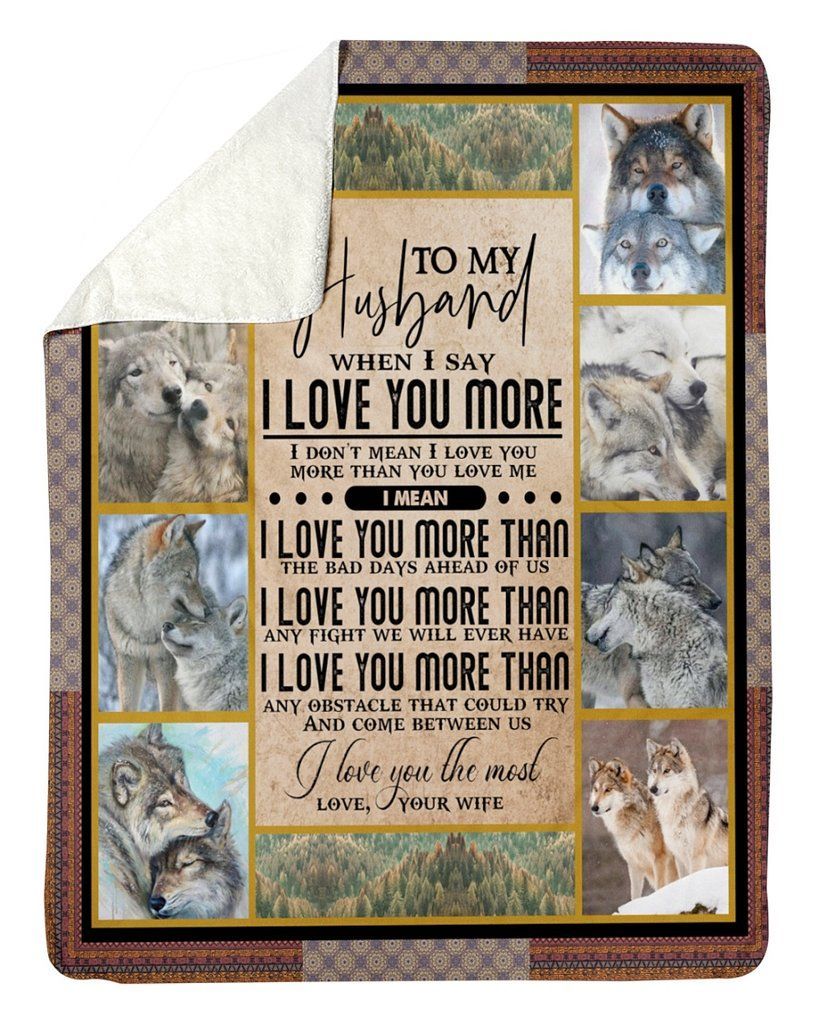 Wolf To My Husband Sherpa Fleece Blanket