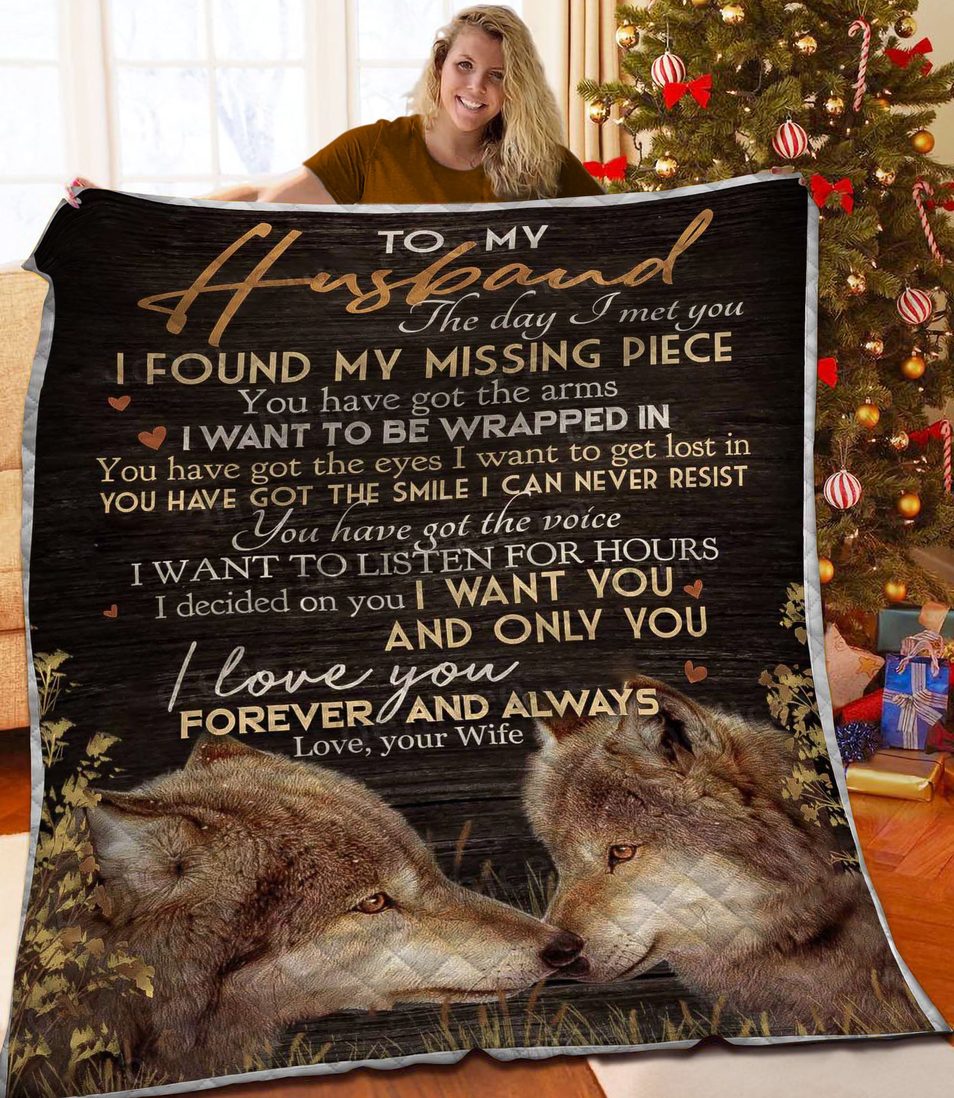 Wolf To My Husband DPT101107TK Quilt Blanket