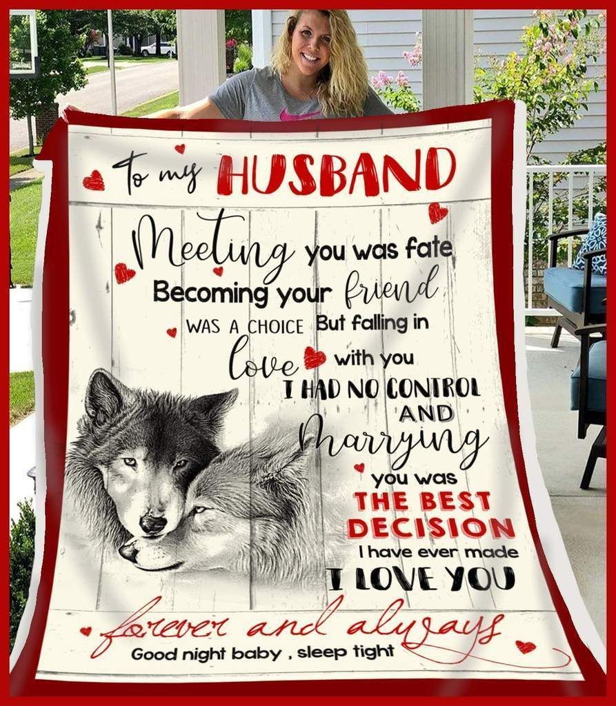 Wolf To My Husband Meeting You Was Fate Sherpa Fleece Blanket