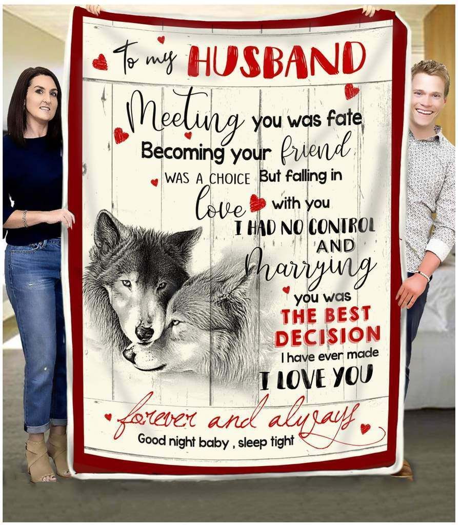 Wolf – To My Husband – Meeting You Was Fate Fleece Blanket