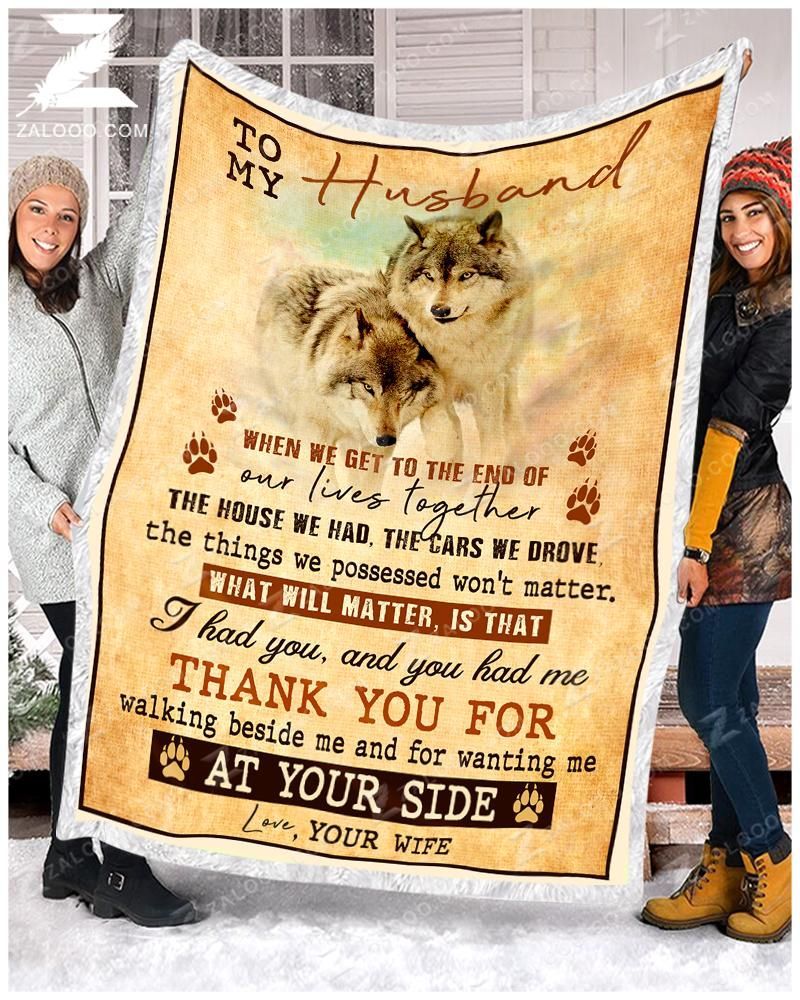 Wolf To My Husband Thank You For Sherpa Fleece Blanket