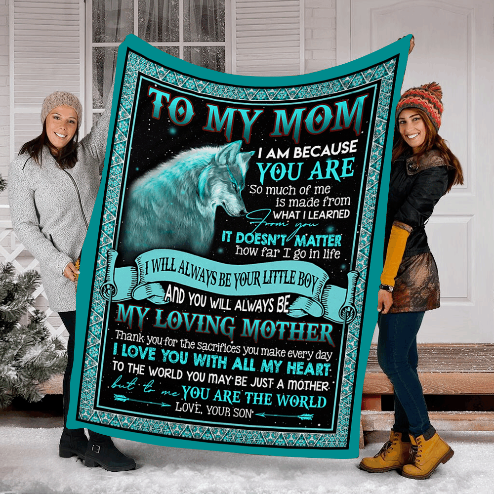 Wolf To My Mom Sherpa Fleece Blanket