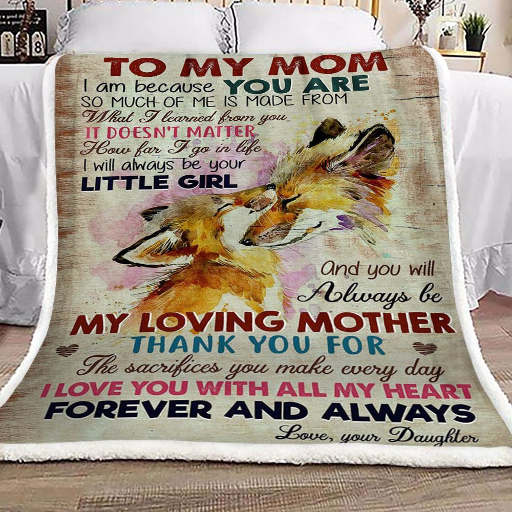 Wolf To My Mom Love Your Daughter Sherpa Fleece Blanket