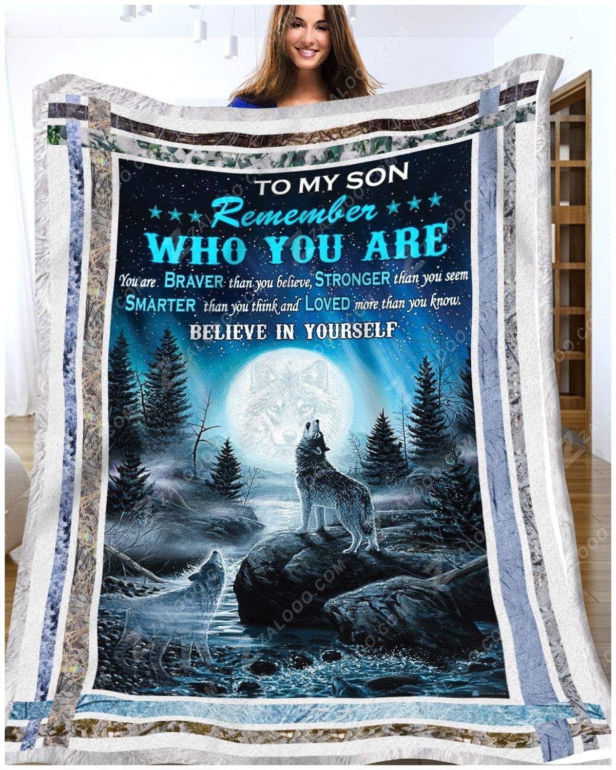 Wolf To My Son Believe In Yourself Sherpa Fleece Blanket