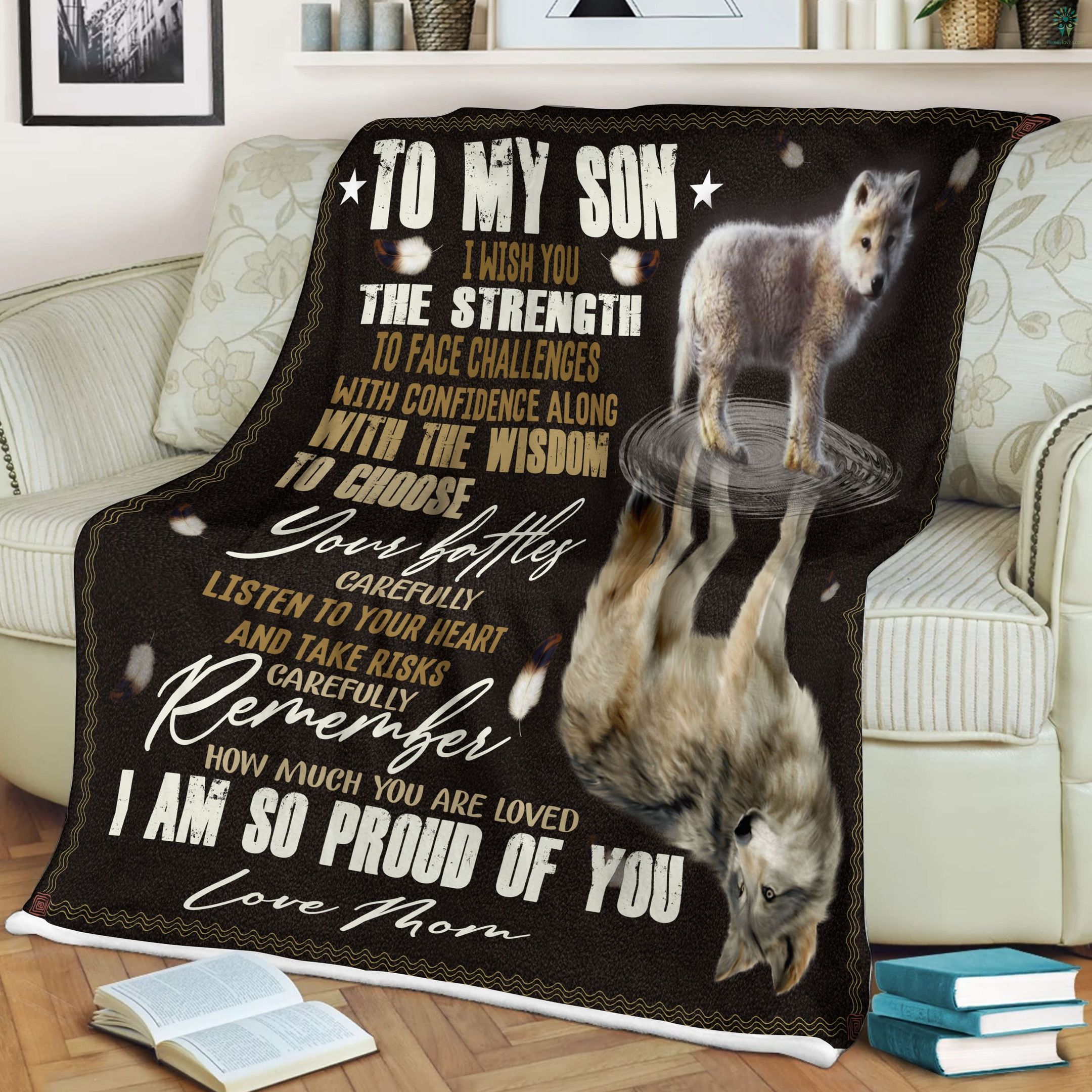Wolf To My Son I Proud Of You Sherpa Fleece Blanket