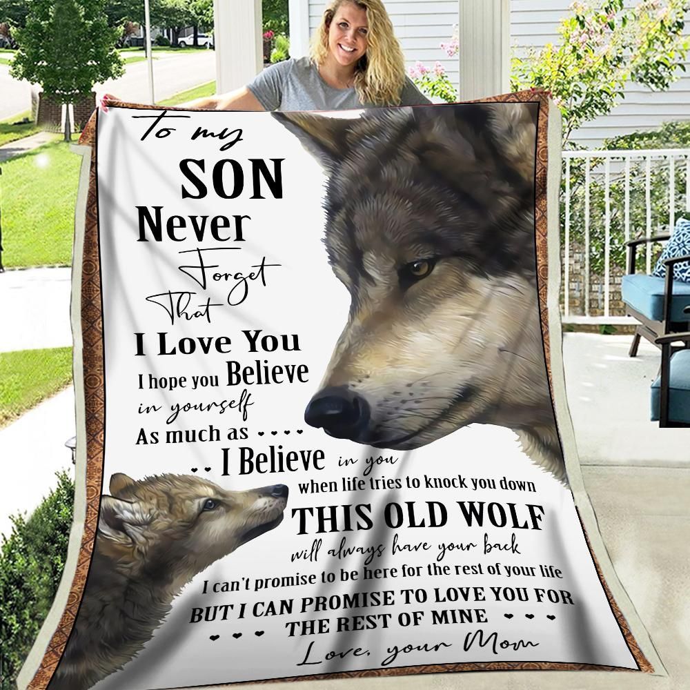 Wolf To My Son Love Mom Sherpa Fleece Blanket