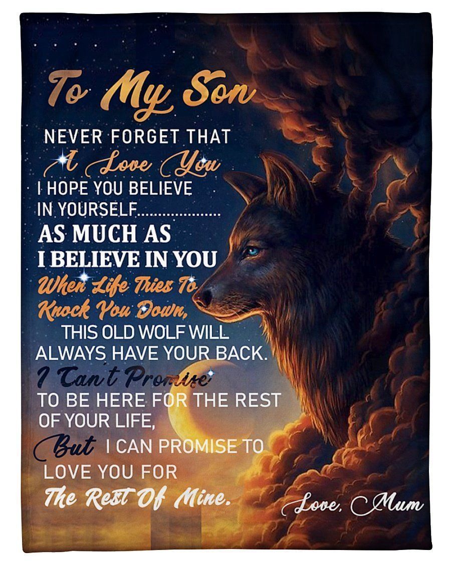 Wolf To My Son Love Mom Fleece Blanket Fleece Blanket