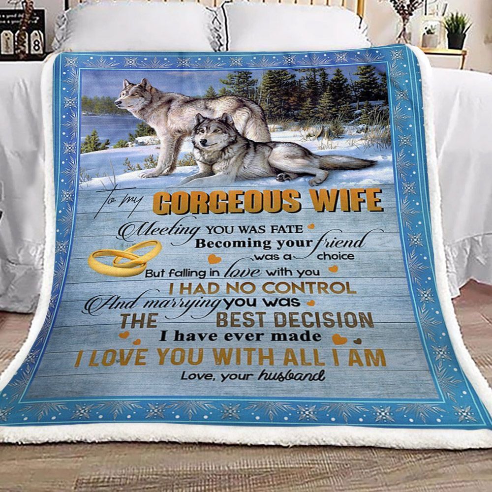 Wolf To My Wife Sherpa Fleece Blanket