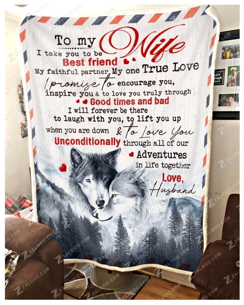 Wolf To My Wife Sherpa Fleece Blanket
