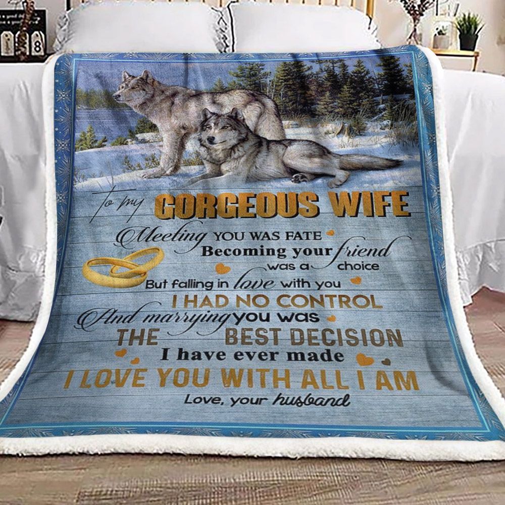 Wolf To My Wife Sherpa Fleece Blanket