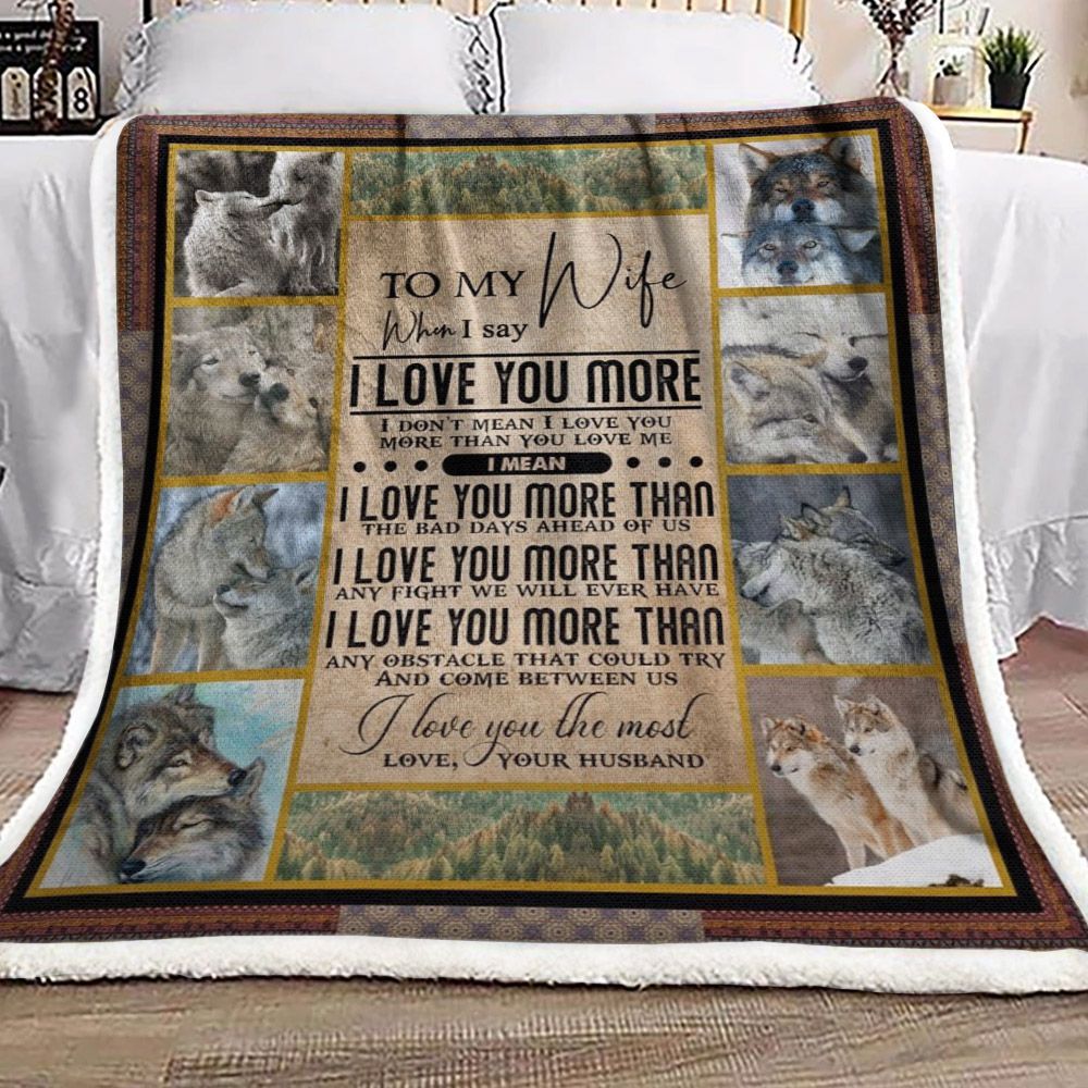 Wolf To My Wife Sherpa Fleece Blanket
