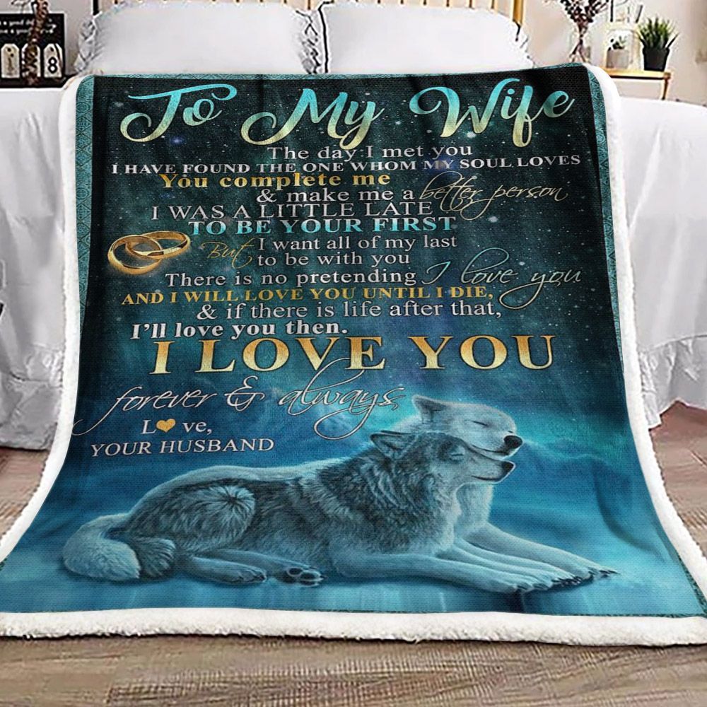 Wolf To My Wife Sherpa Fleece Blanket