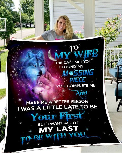 Wolf To My Wife Sherpa Fleece Blanket