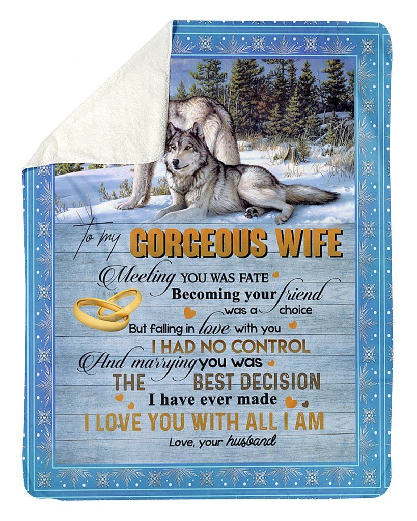 Wolf To My Wife Sherpa Fleece Blanket