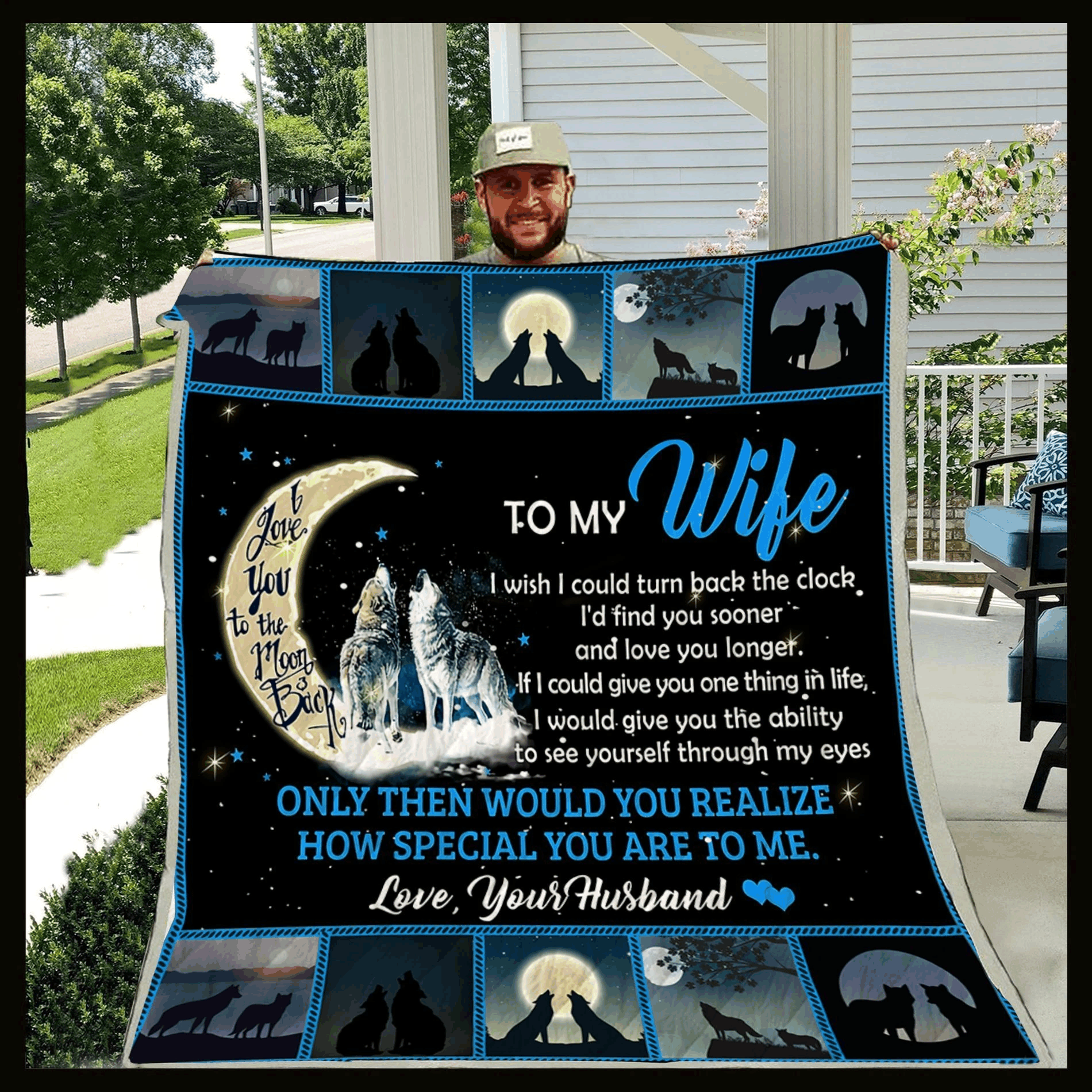 Wolf To My Wife Sherpa Fleece Blanket