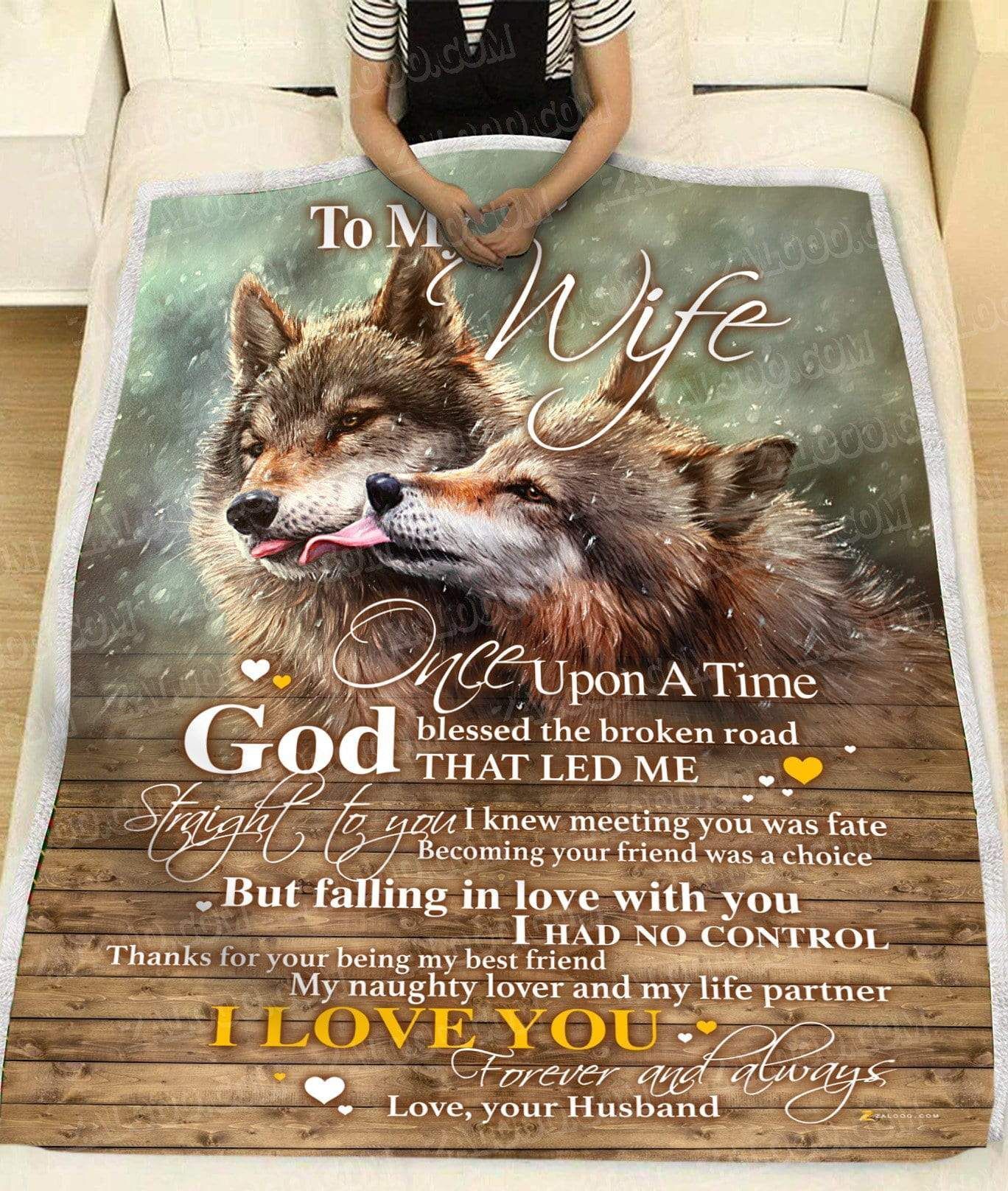 Wolf To My Wife God Blessed The Broken Road Sherpa Fleece Blanket