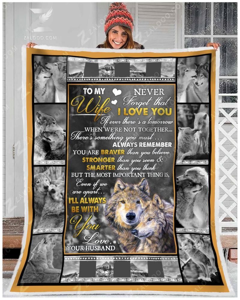 Wolf To My Wife I Will Always Be With You Sherpa Fleece Blanket