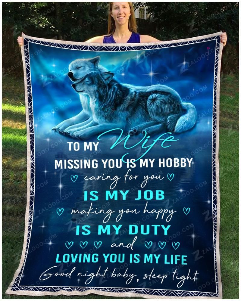 Wolf To My Wife Missing You Sherpa Fleece Blanket