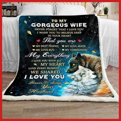 Wolf To My Wife My Everything Sherpa Fleece Blanket
