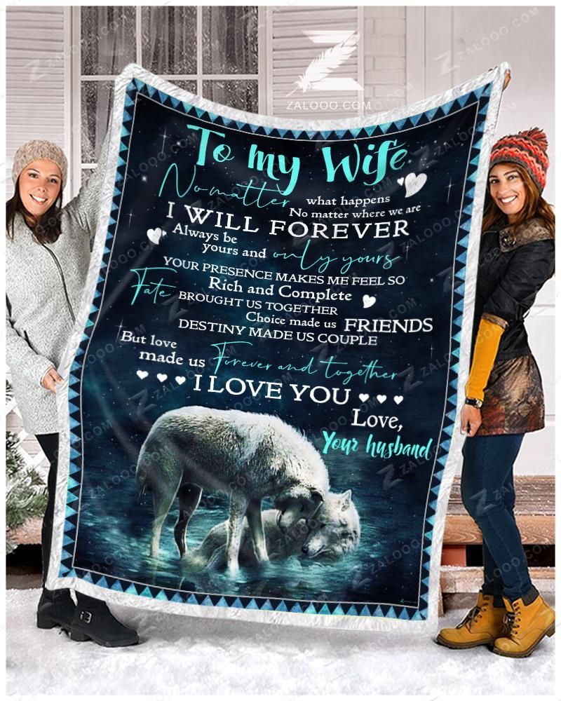 Wolf To My Wife No Matter Sherpa Fleece Blanket