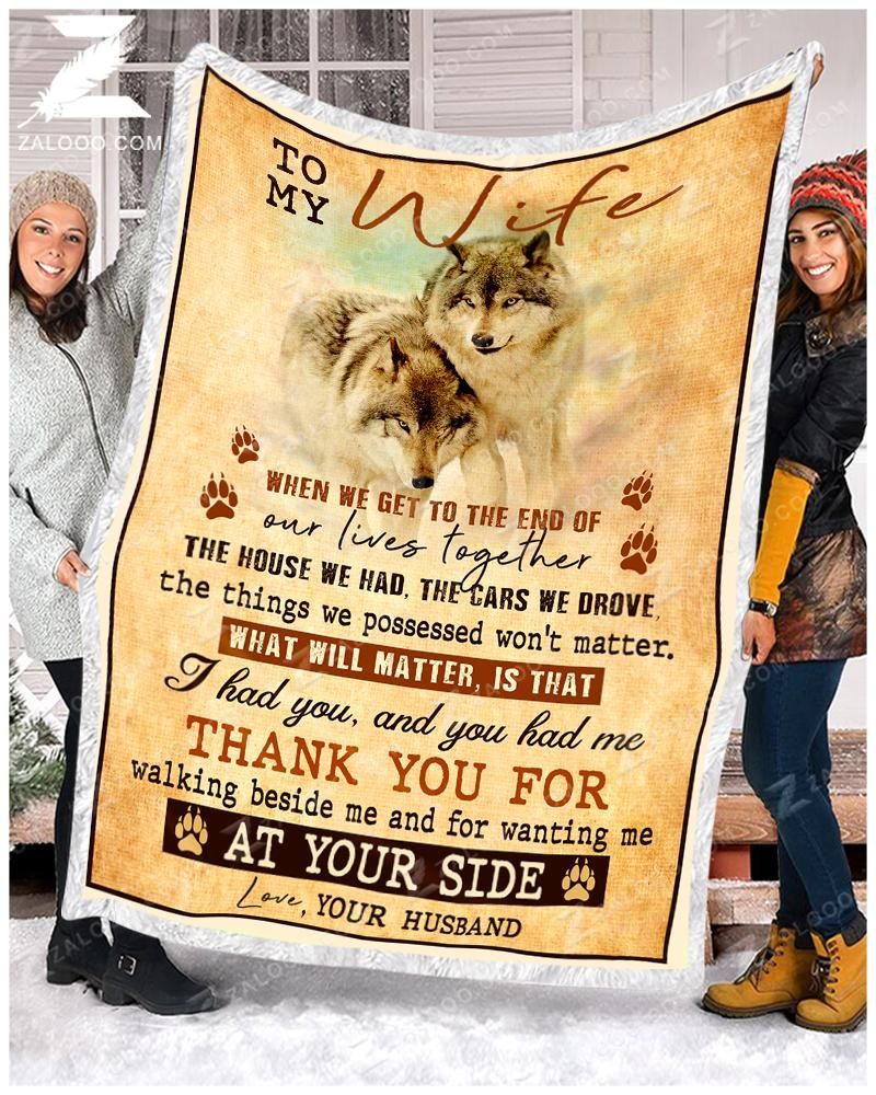 Wolf To My Wife Thank You For Sherpa Fleece Blanket