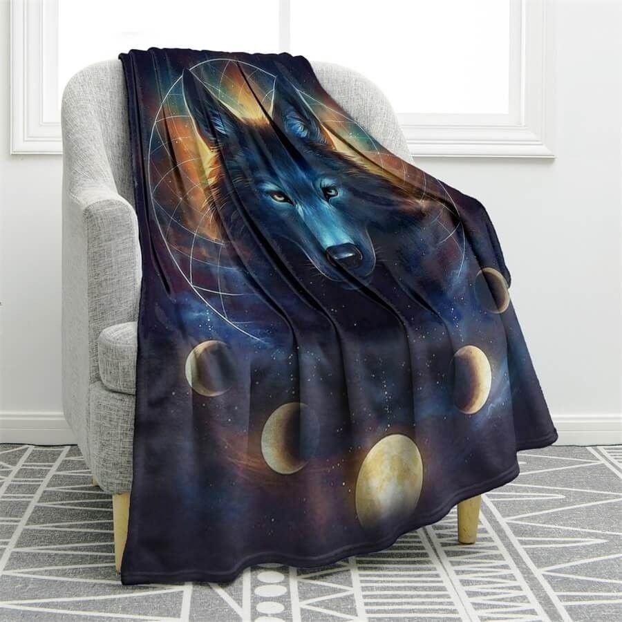 Wolf Totem Dreamcatcher Sherpa Fleece Blanket