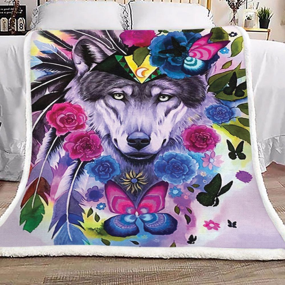 Wolf Sherpa Fleece Blanket