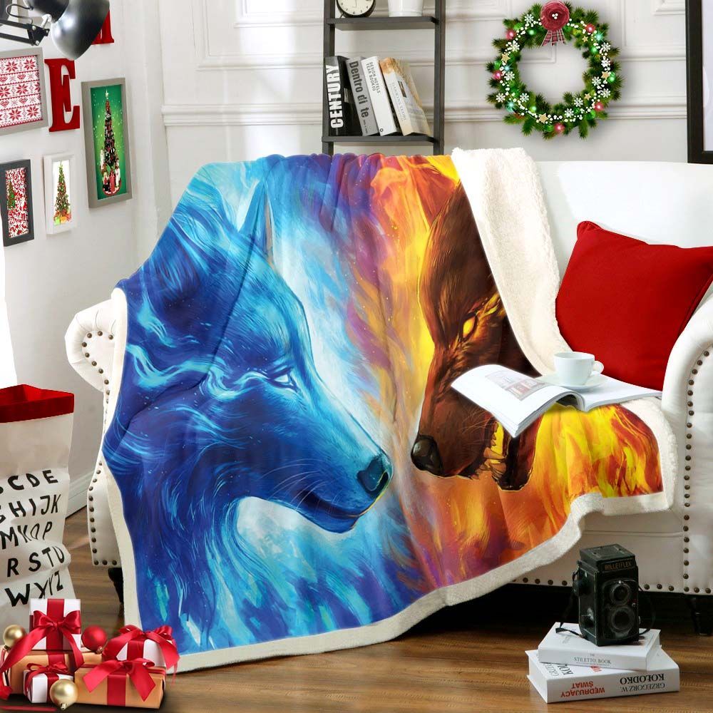 Wolf Sherpa Fleece Blanket