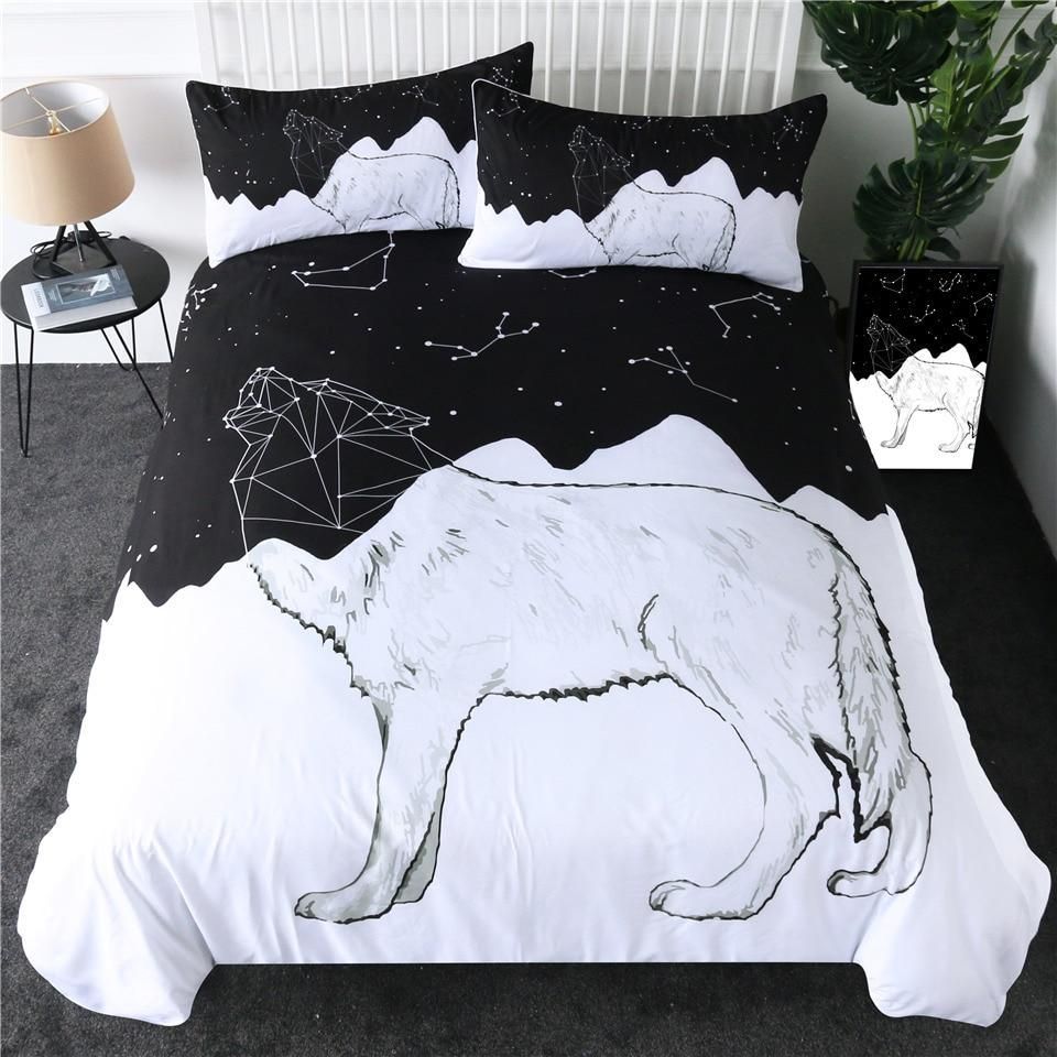 Wolf Underground And Galaxy Bedding Set