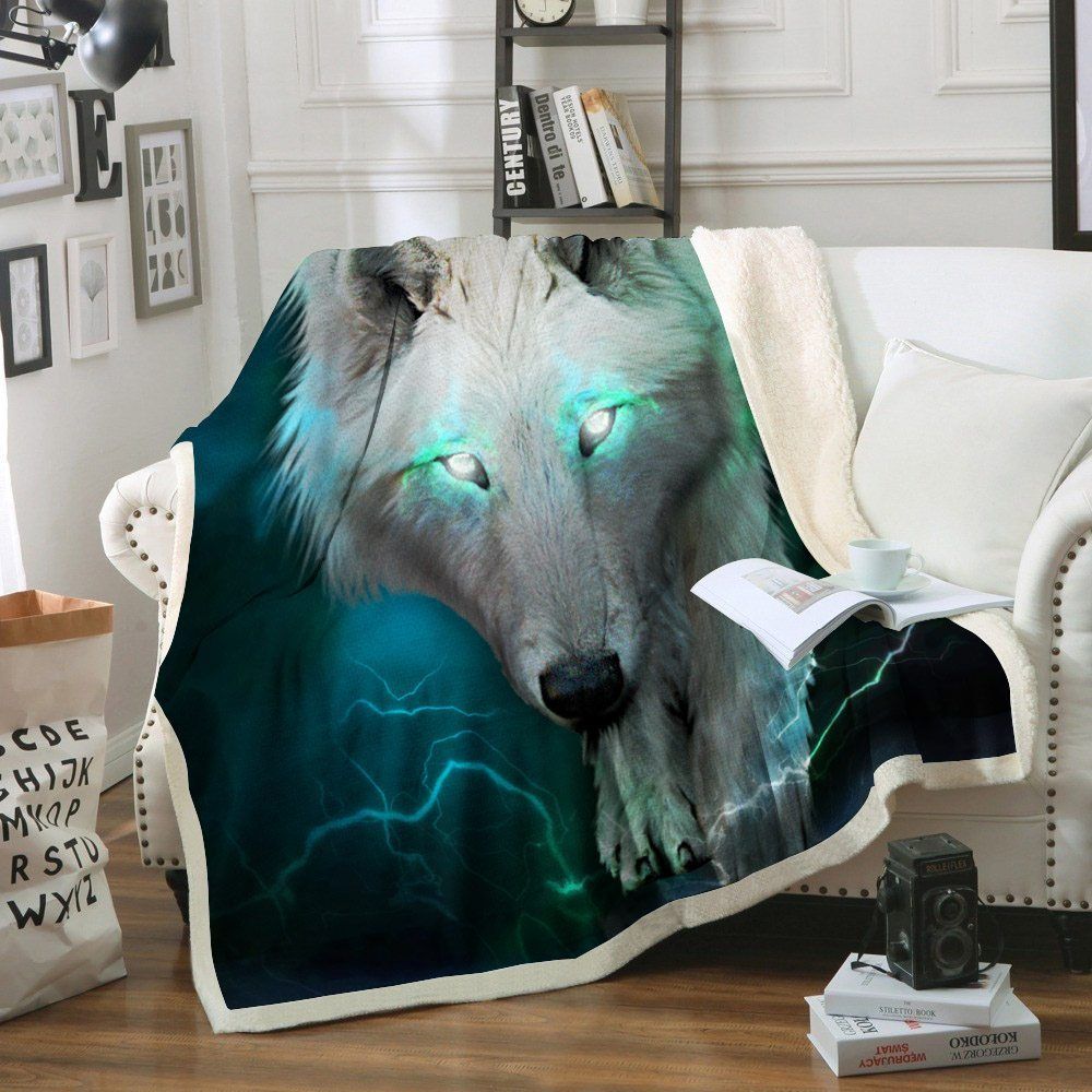 Wolf Sherpa Fleece Blanket