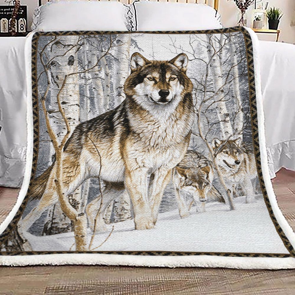 Wolf Sherpa Fleece Blanket