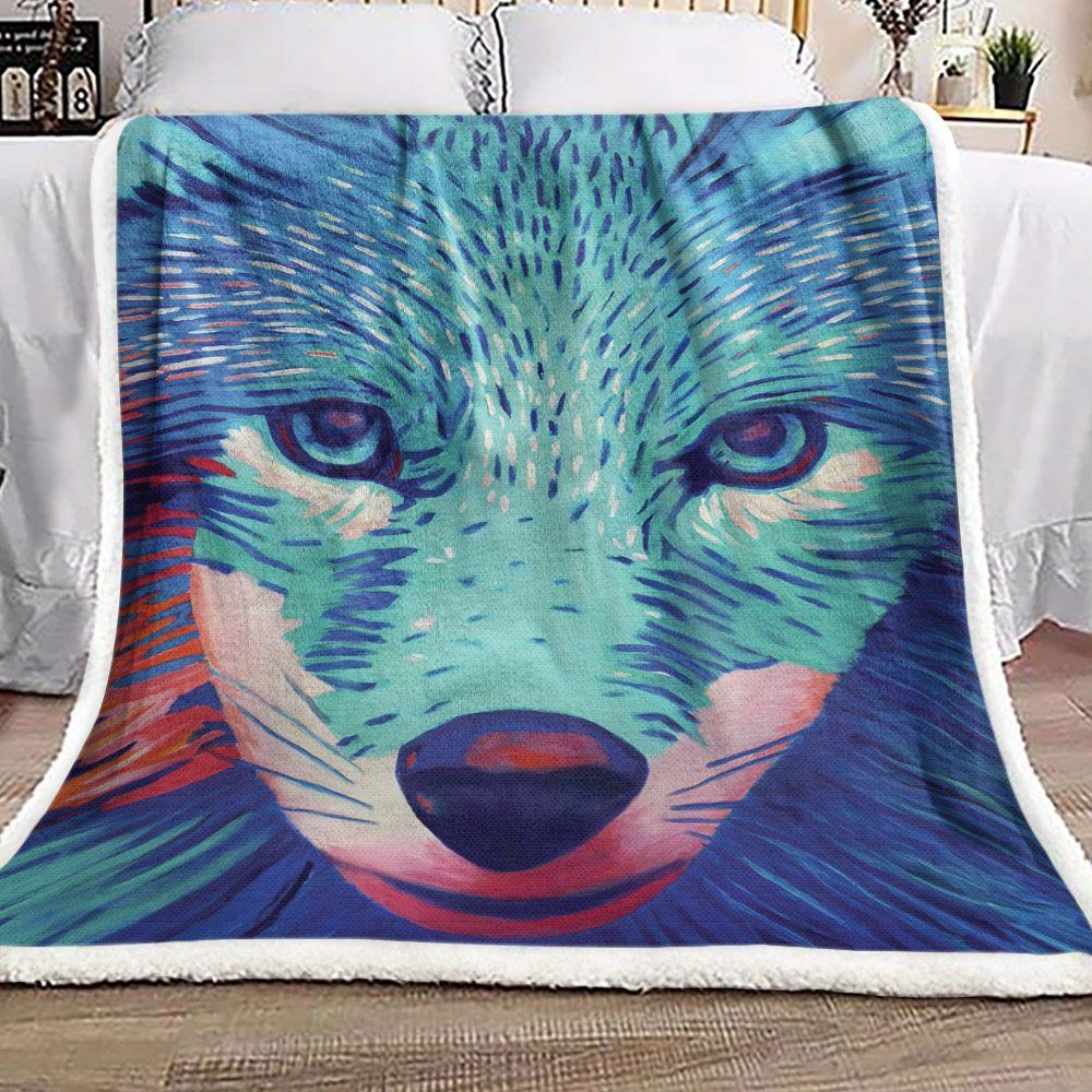 Wolf Sherpa Fleece Blanket
