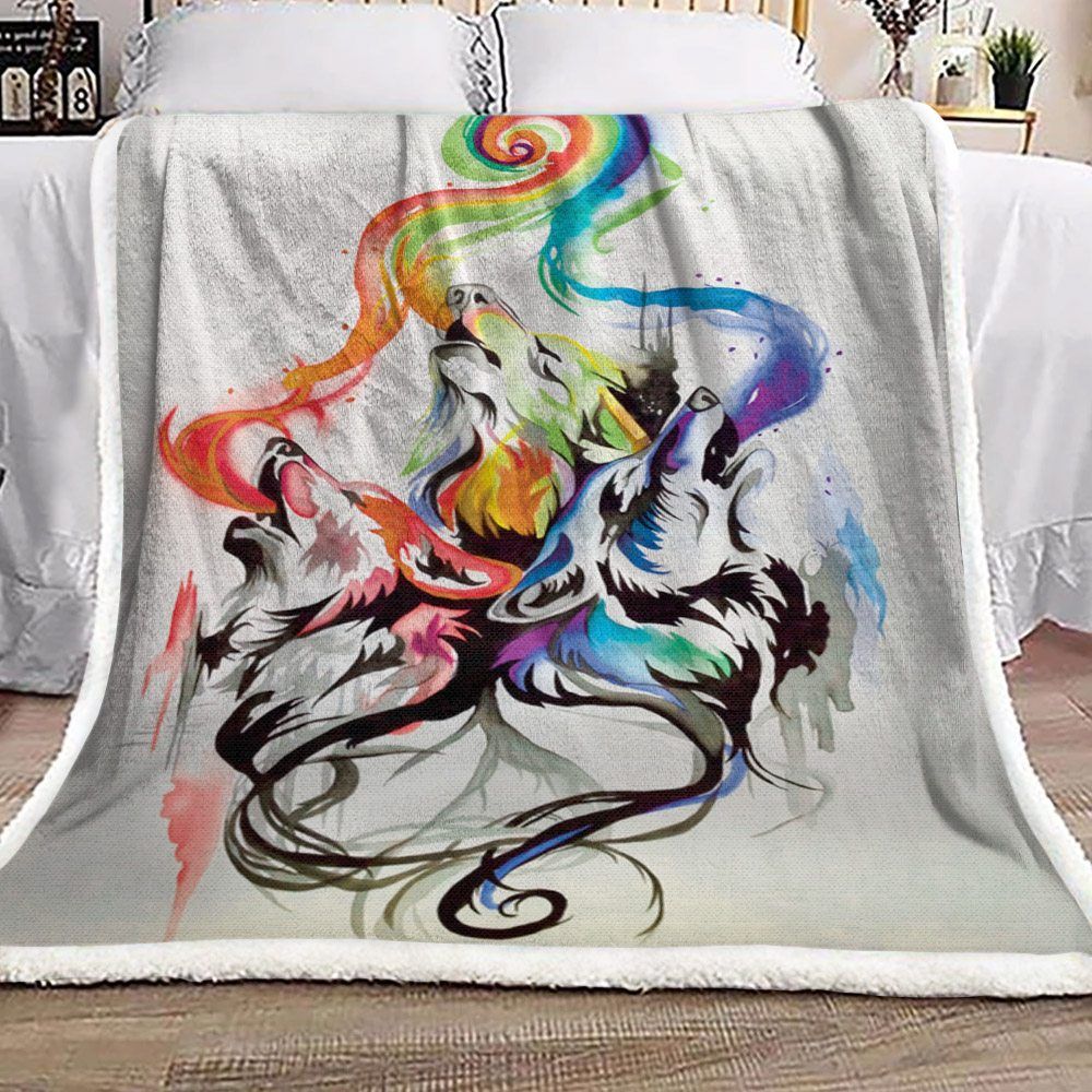 Wolf Sherpa Fleece Blanket