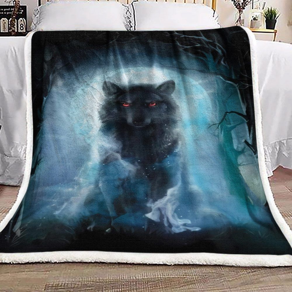 Wolf Sherpa Fleece Blanket