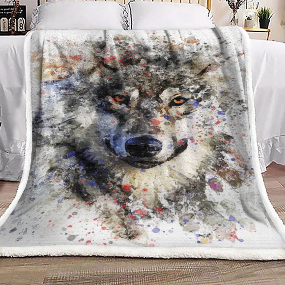 Wolf Sherpa Fleece Blanket
