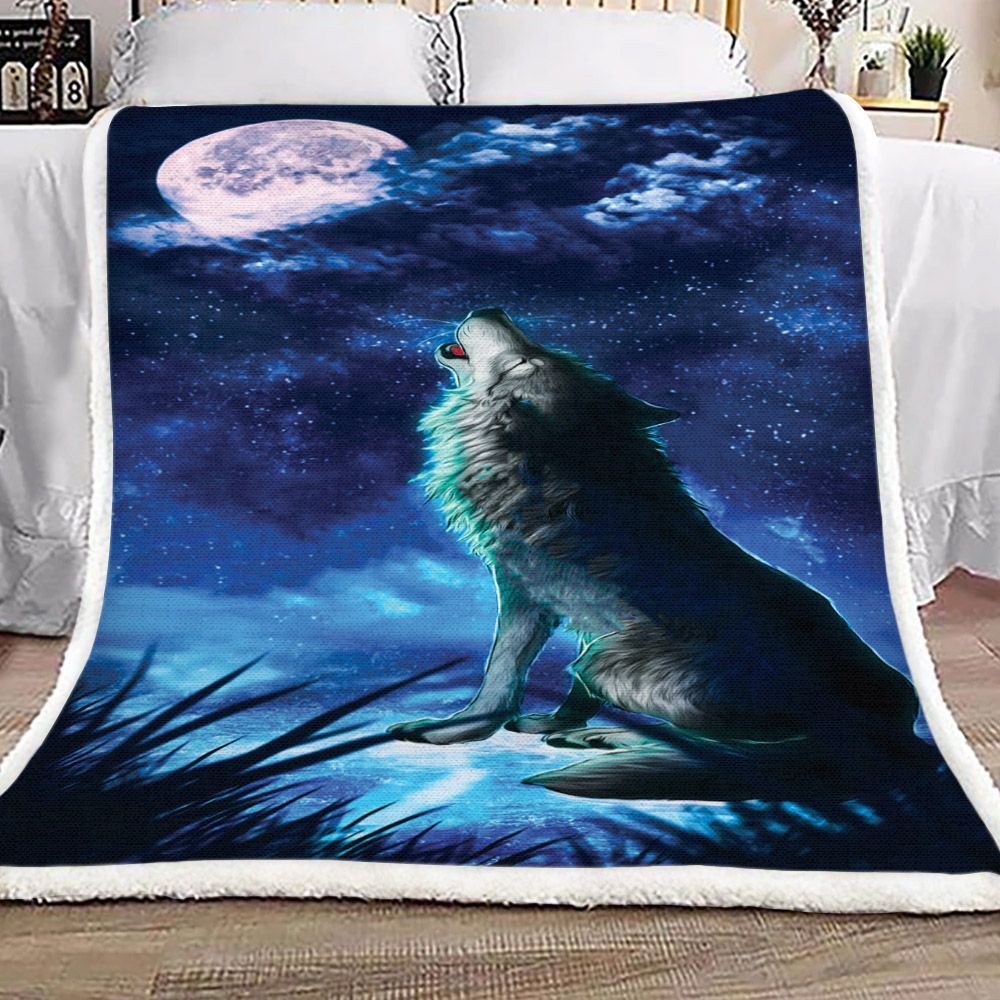 Wolf Sherpa Fleece Blanket