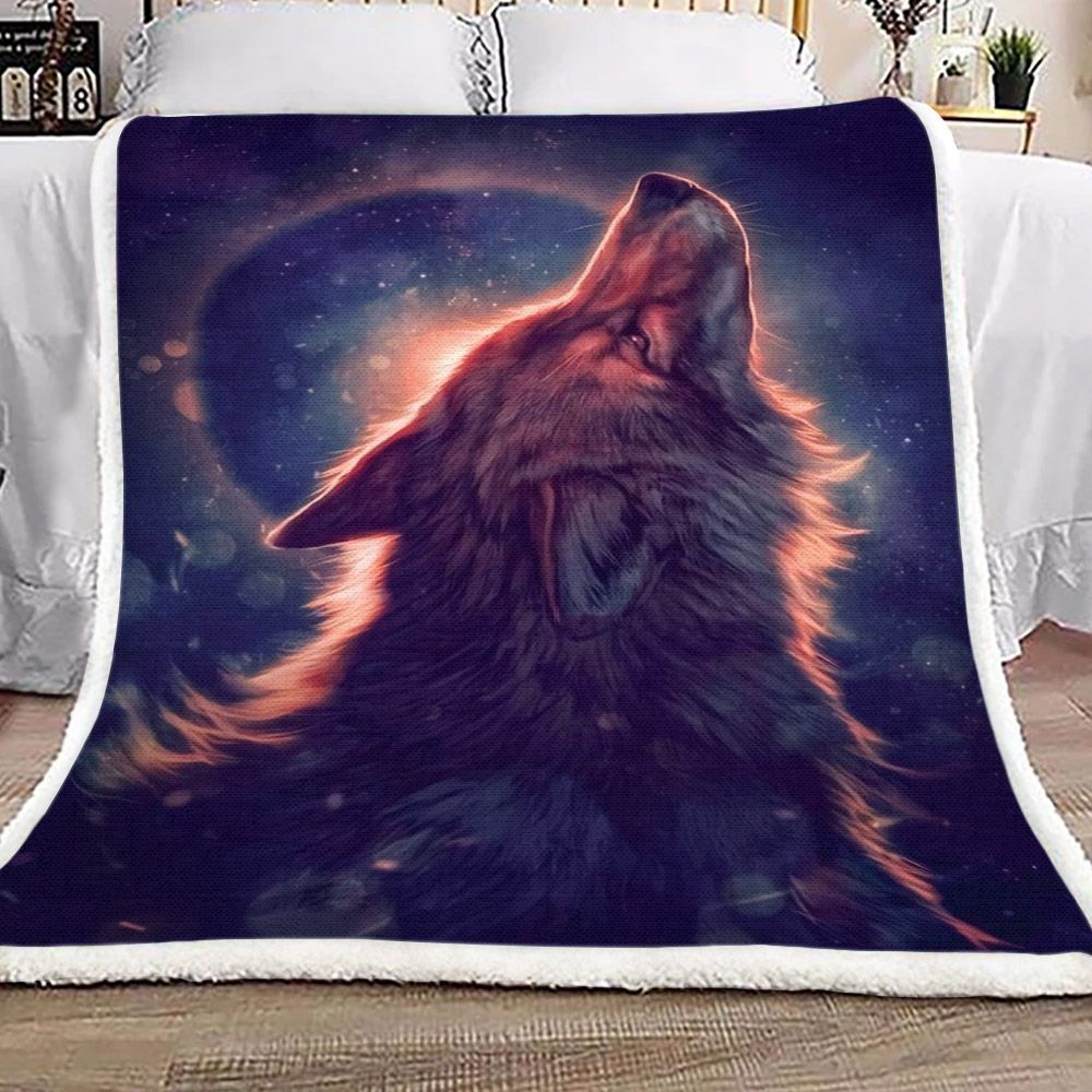Wolf Sherpa Fleece Blanket