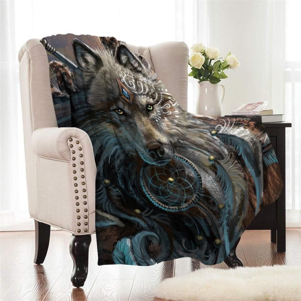 Wolf Warrior By Sunima Art Printed Fleece Blanket