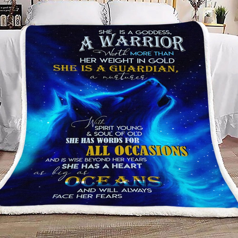 Wolf Warrior Sherpa Fleece Blanket