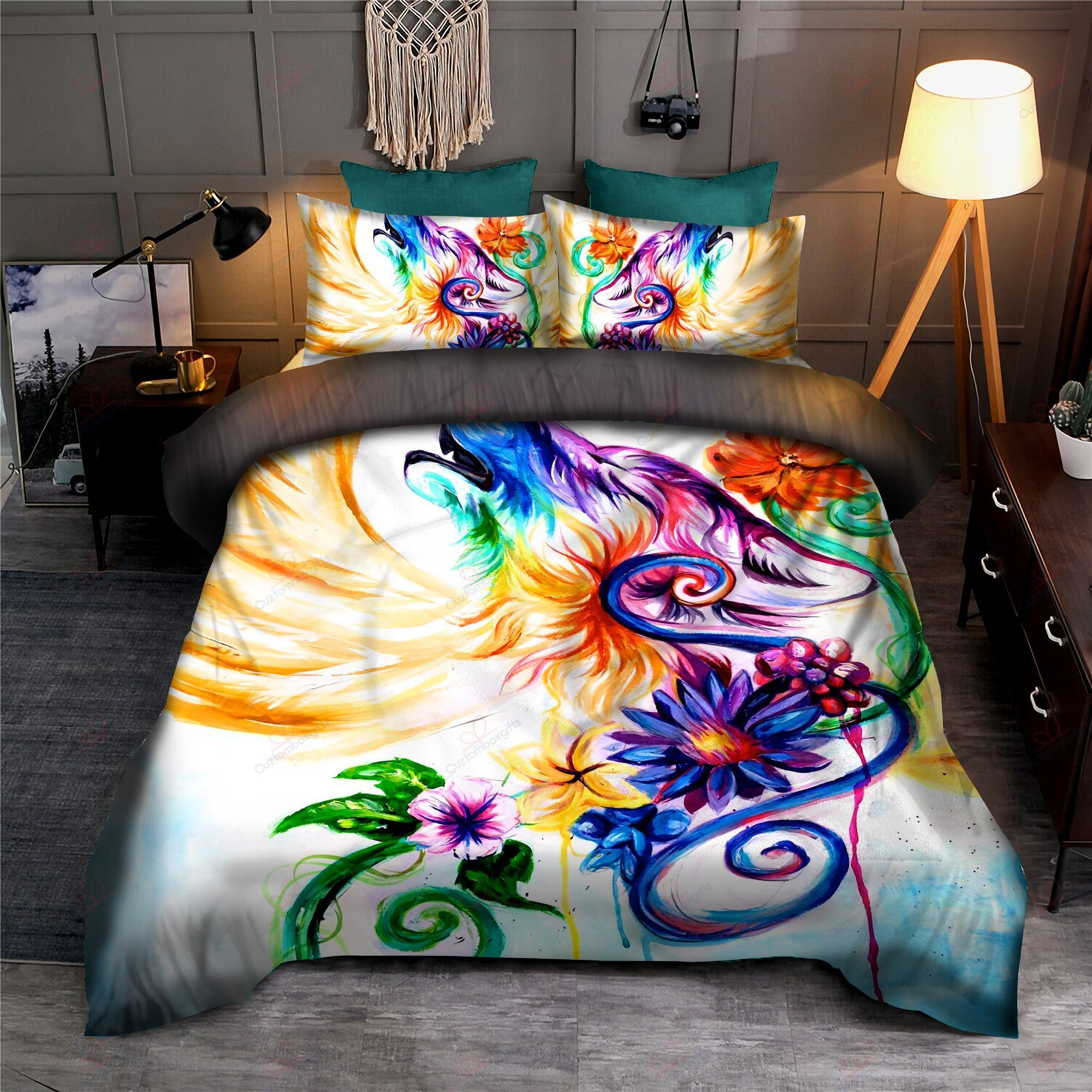 Wolf Watercolor Bedding Set